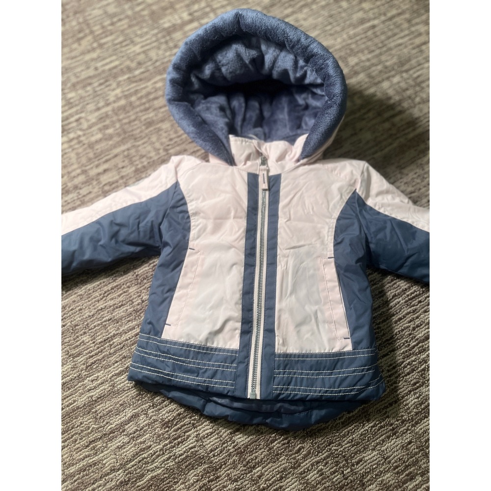 Free Country Toddler Girls 2T Hooded Winter Jacket Pink Charcoal Grey  (17)